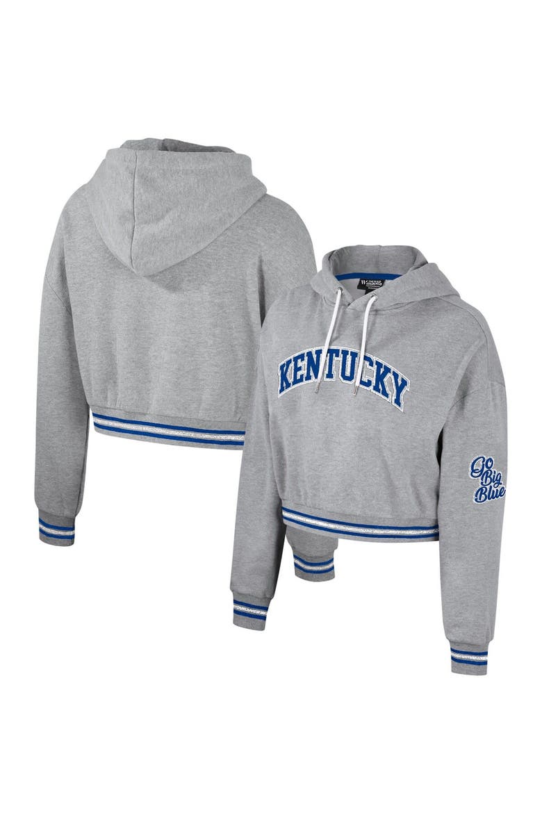 Women's The Wild Collective Heather Gray Kentucky Wildcats Cropped Shimmer Pullover Hoodie, Main, color, Heather Gray