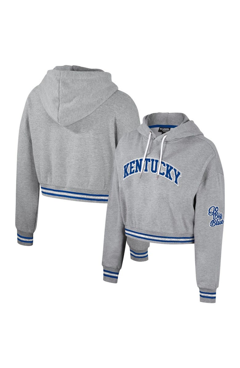 THE WILD COLLECTIVE Women's The Wild Collective Heather Gray Kentucky Wildcats Cropped Shimmer Pullover Hoodie, Main, color, Heather Gray