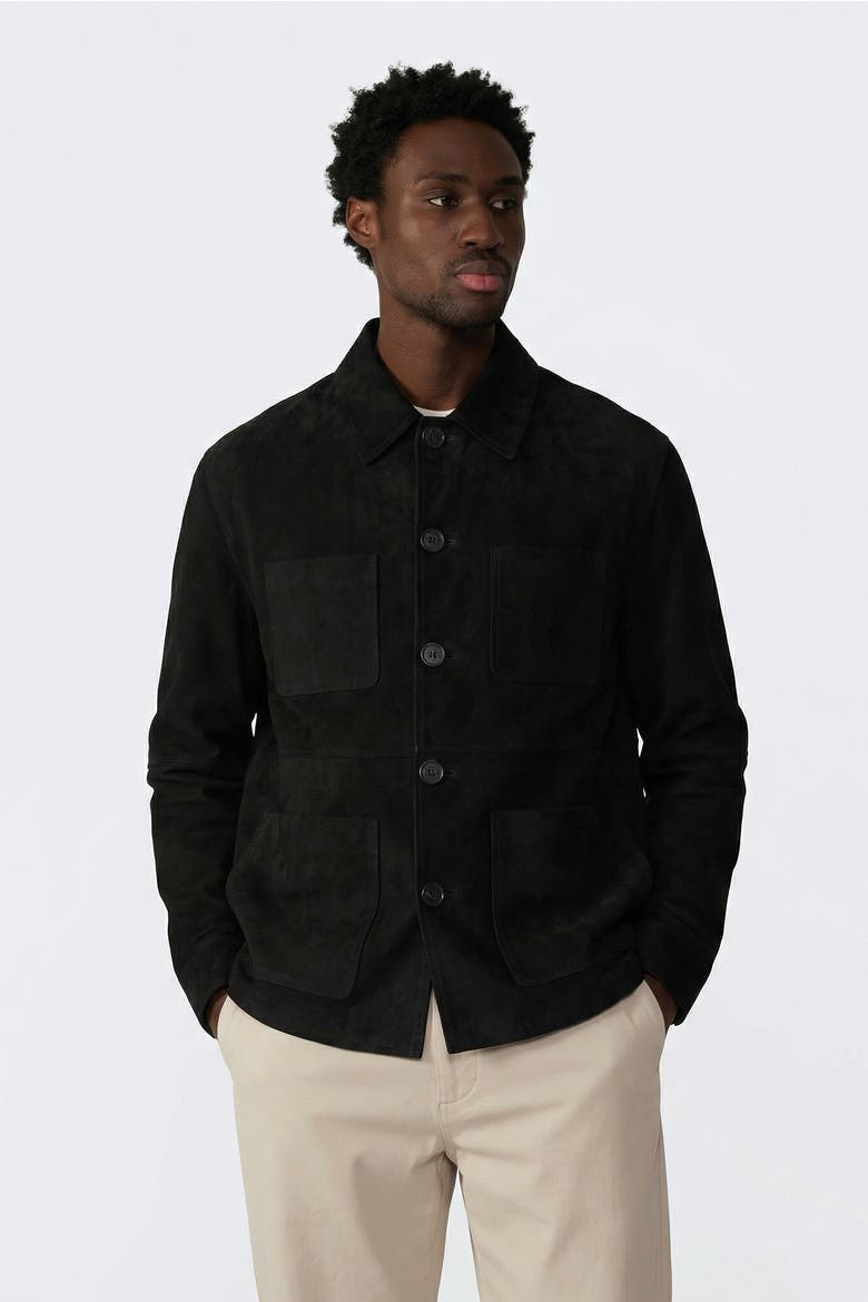 Beckett Suede Chore Jacket, Alternate, color, Black