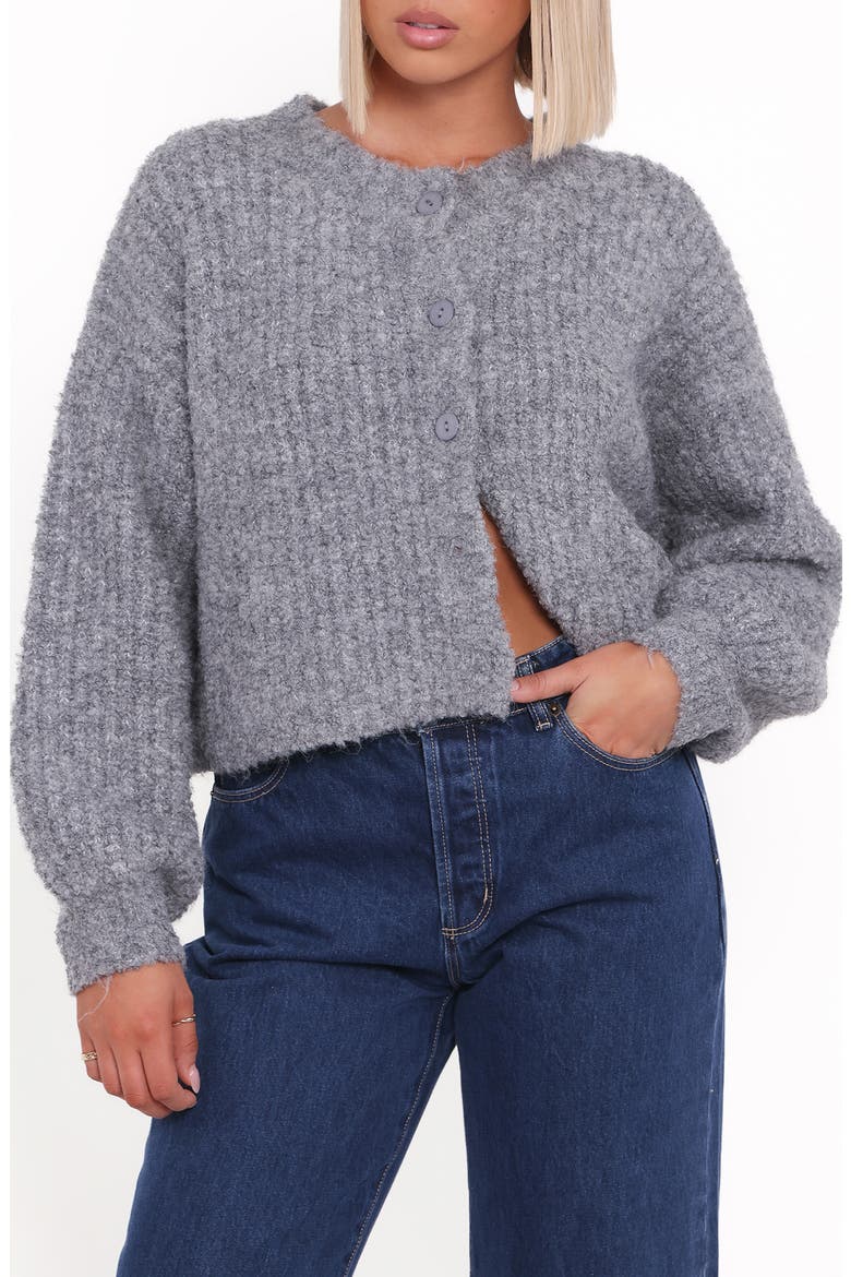 Albertine Bouclé Crop Cardigan, Main, color, GREY