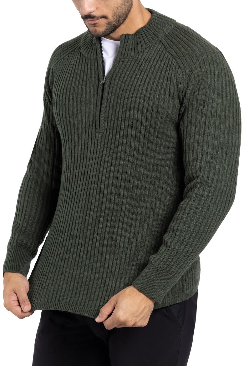 Rib Quarter Zip Sweater, Alternate, color, OLIVE