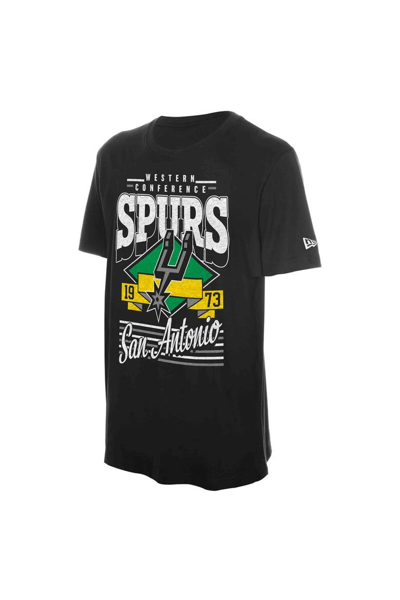 Men's New Era Black San Antonio Spurs NBA Western Conference 1973 Ribbon T-Shirt, Alternate, color, Black