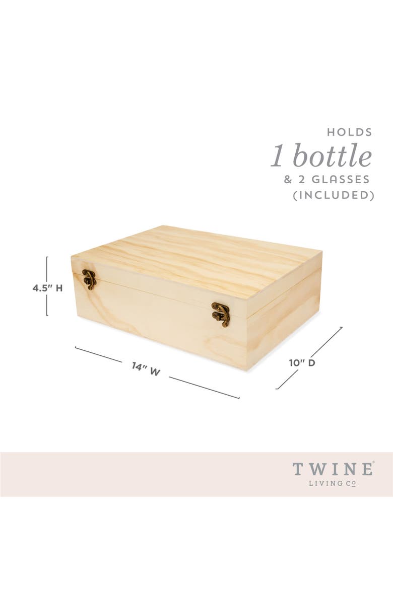 TWINE Celebrate Wood Champagne Box and Flutes Set, Alternate, color, Brown