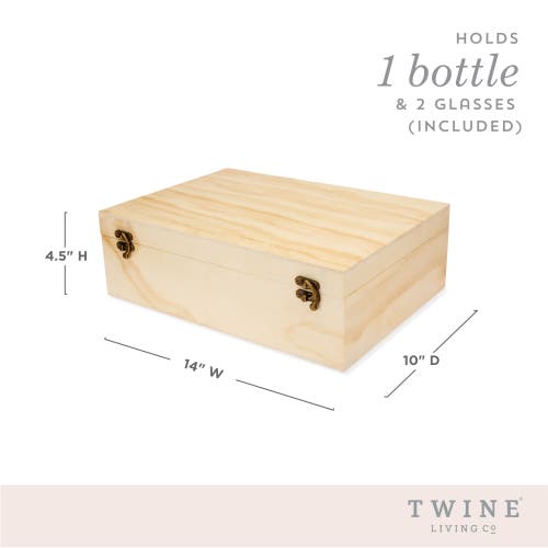 Twine Celebrate Wood Champagne Box And Flutes Set In Brown