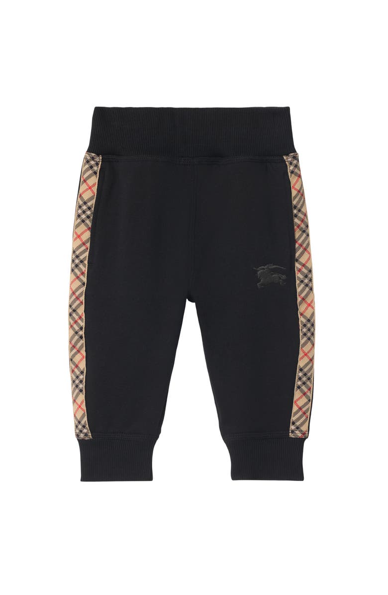 Burberry Check Trim Cotton Jogging Pants, Main, color, Black