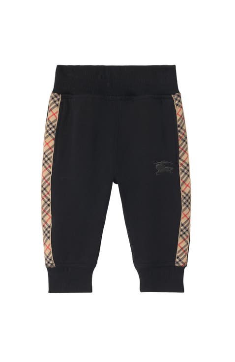 Check Trim Cotton Jogging Pants
