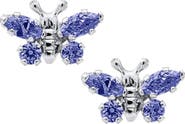 Mignonette Butterfly Birthstone Sterling Silver Earrings