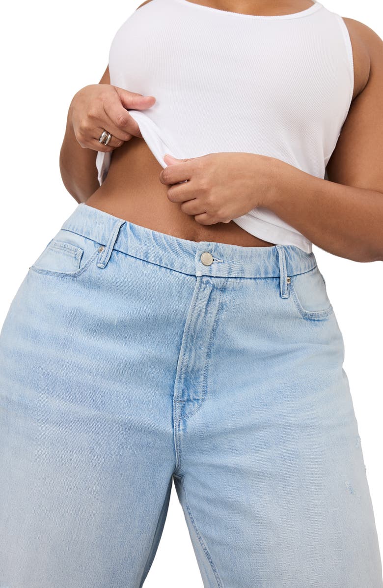 Good American Good Skate Fray Hem Crop Wide Leg Jeans, Alternate, color, Indigo959