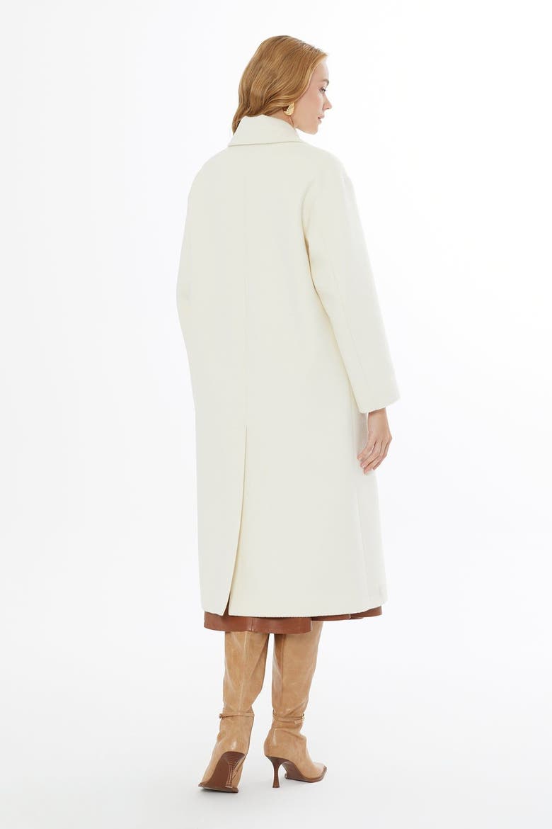 Notch Lapel Cashmere Long Coat with Back Vent, Alternate, color, White