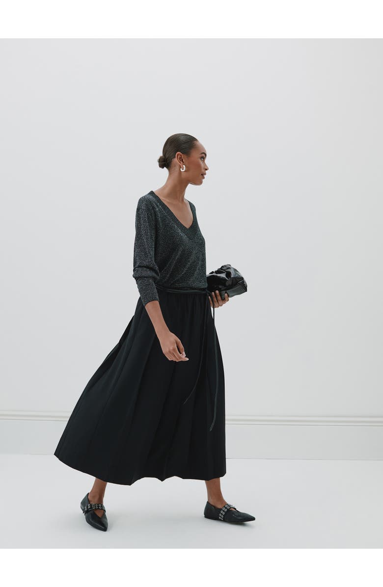 Hush Gracey V Neck Metallic Jumper, Alternate, color, Silver Metallic