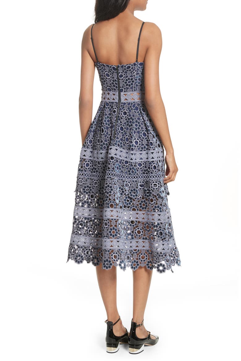 Embroidered Cutwork Midi Dress, Alternate, color, LILAC