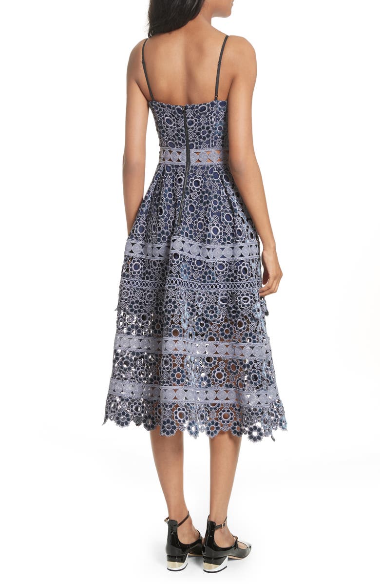 Self-Portrait Embroidered Cutwork Midi Dress, Alternate, color, 