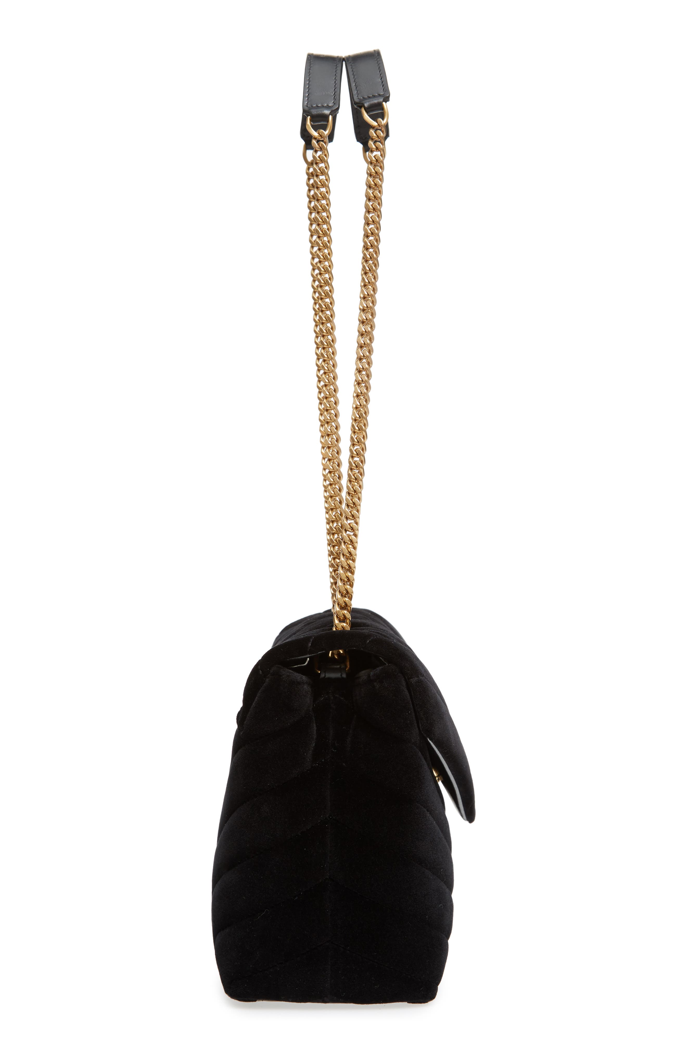 Saint Laurent Small Loulou Velvet Shoulder Bag, Alternate, color, 