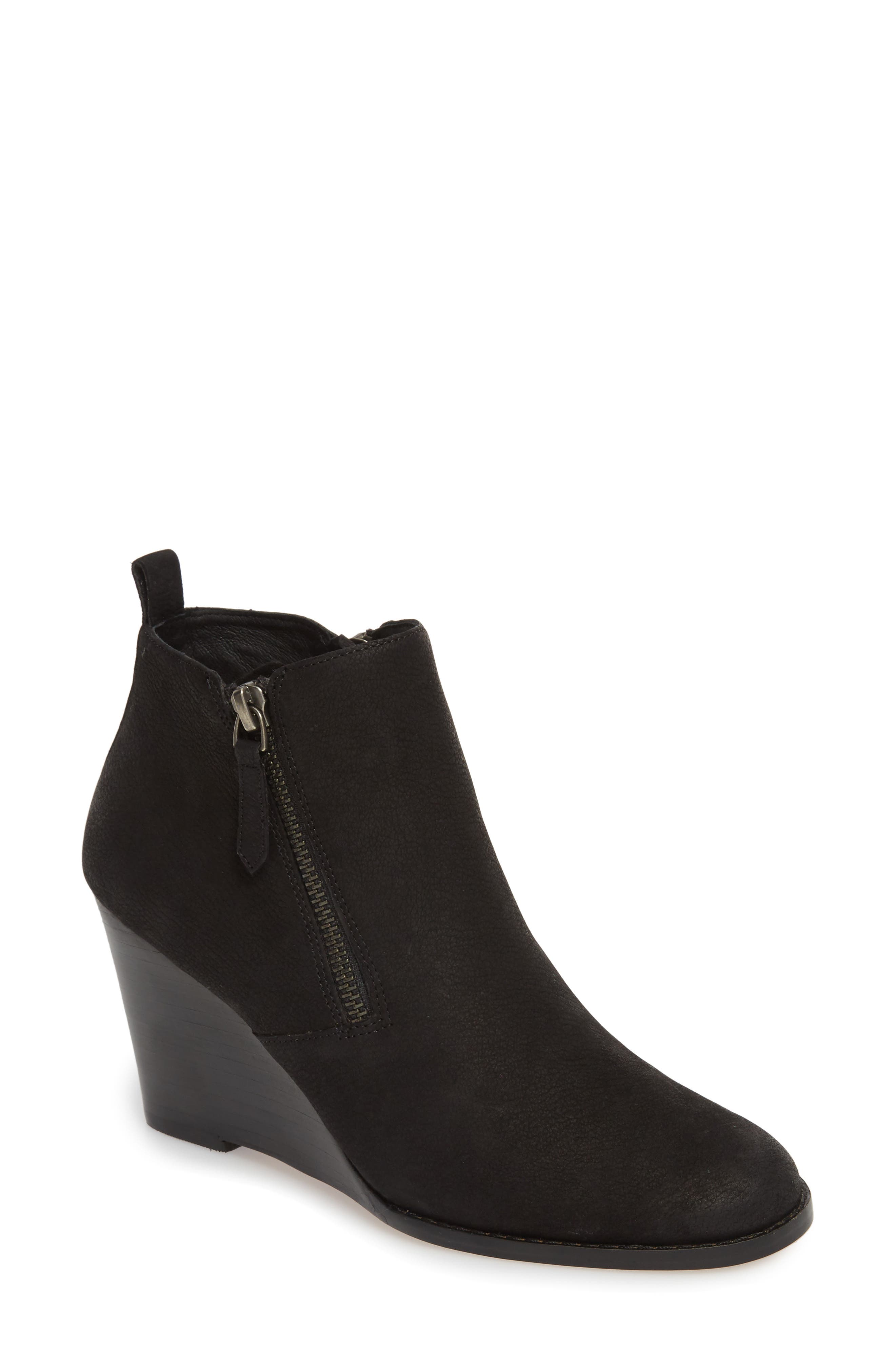 Wesley Wedge Bootie, Main, color, BLACK OILED NUBUCK