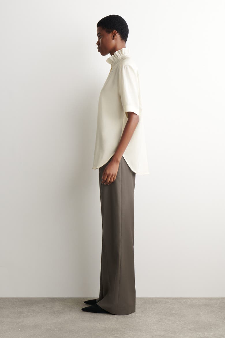 Ruffle-Collar Modal Blouse, Alternate, color, IVORY