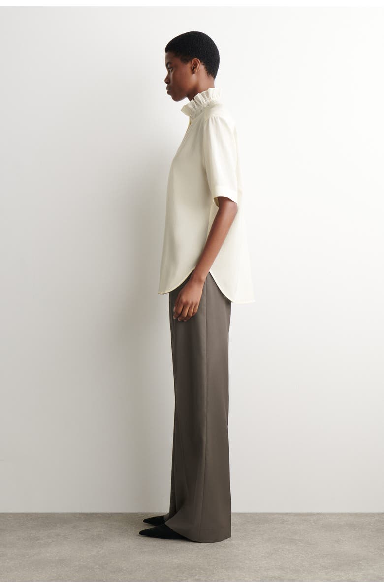 COS Ruffle-Collar Modal Blouse, Alternate, color, Ivory