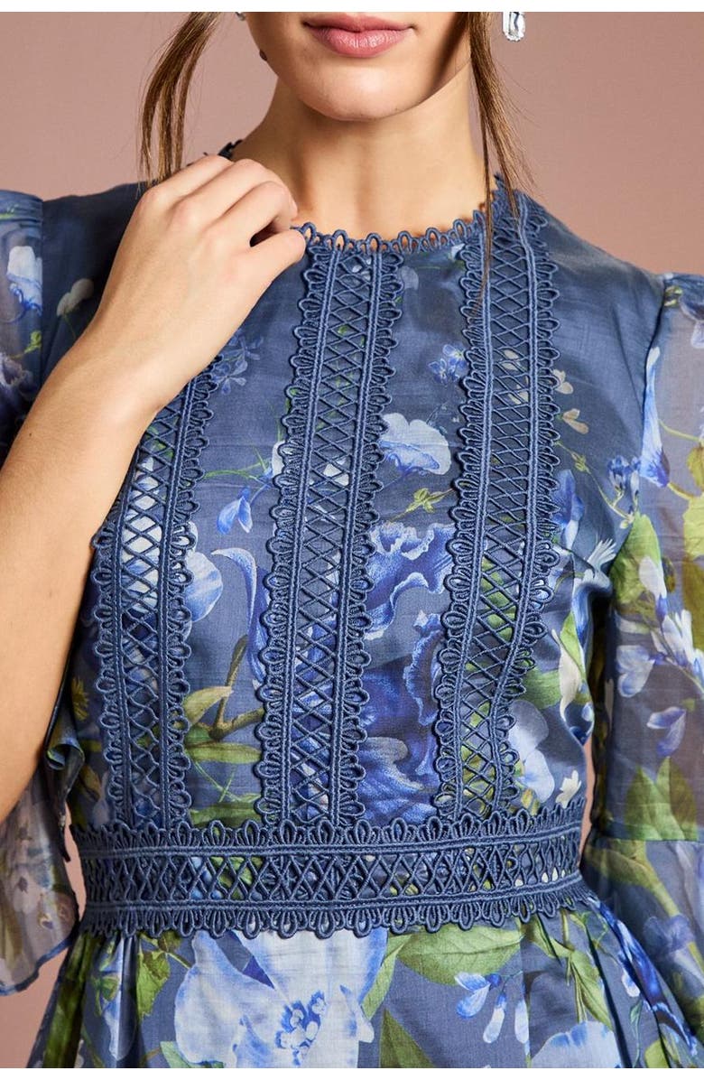 Coast Placement Print Organza Midi Dress, Alternate, color, 