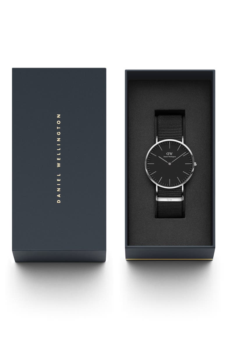 Classic Cornwall NATO Strap Watch, 40mm, Alternate, color, SILVER/ BLACK
