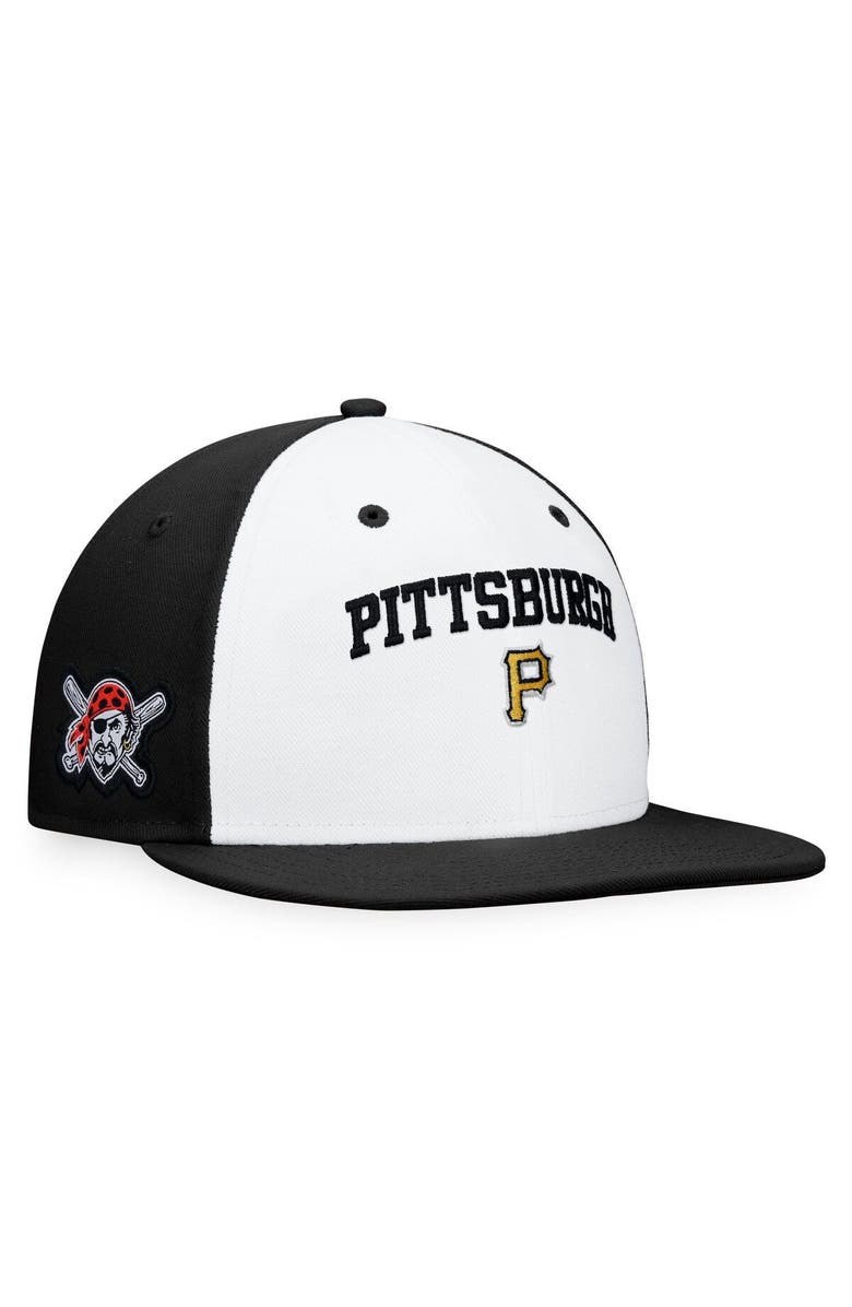 FANATICS Men's Fanatics Branded White/Black Pittsburgh Pirates Iconic Color Blocked Fitted Hat, Alternate, color, 