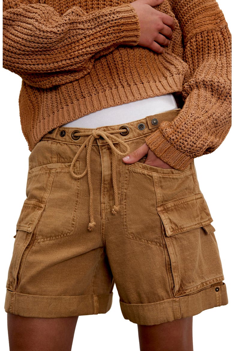 Frankie Low Rise Roll Hem Cargo Shorts, Main, color, ICED COFFEE