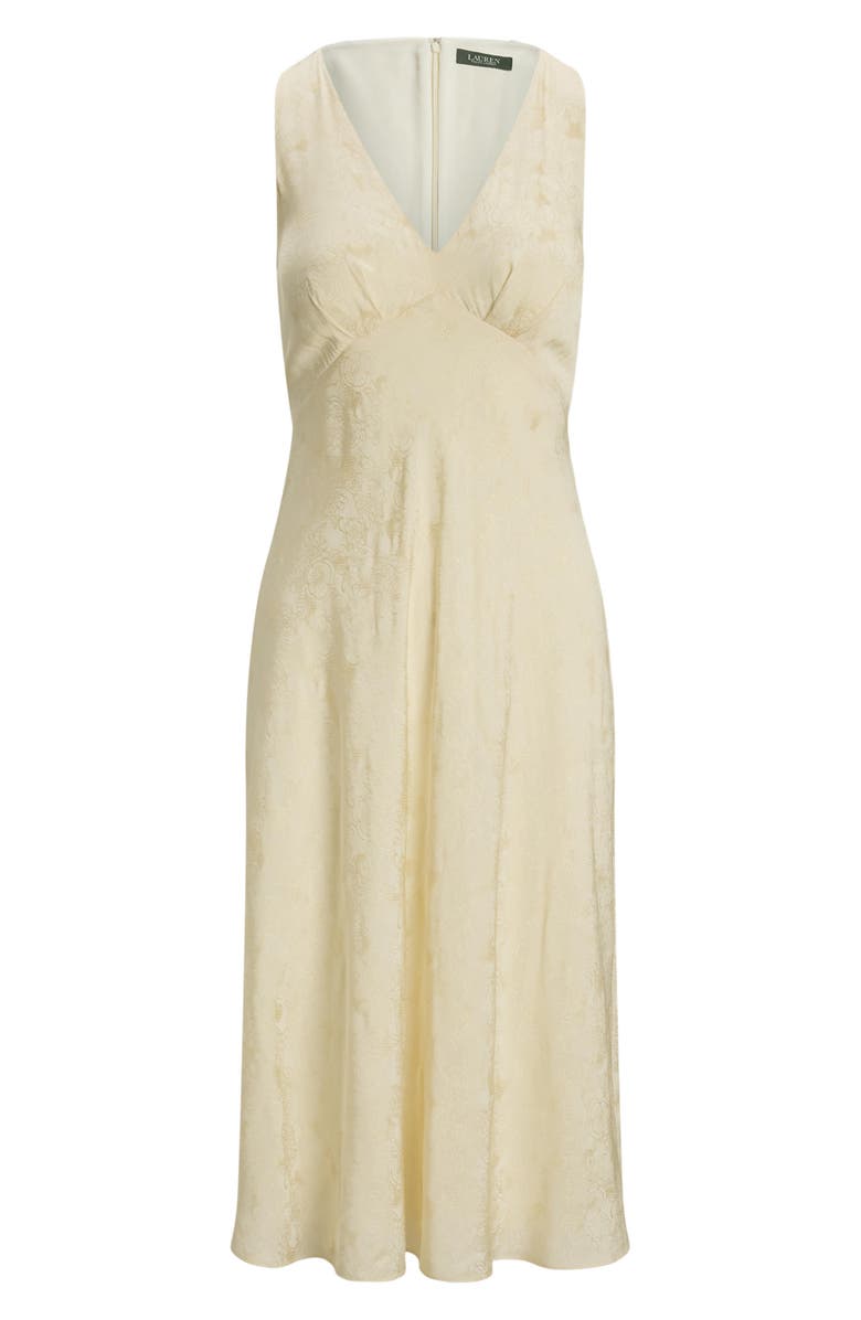 Lauren Ralph Lauren Floral Jacquard Sleeveless Midi Dress, Alternate, color, Ivory Beige