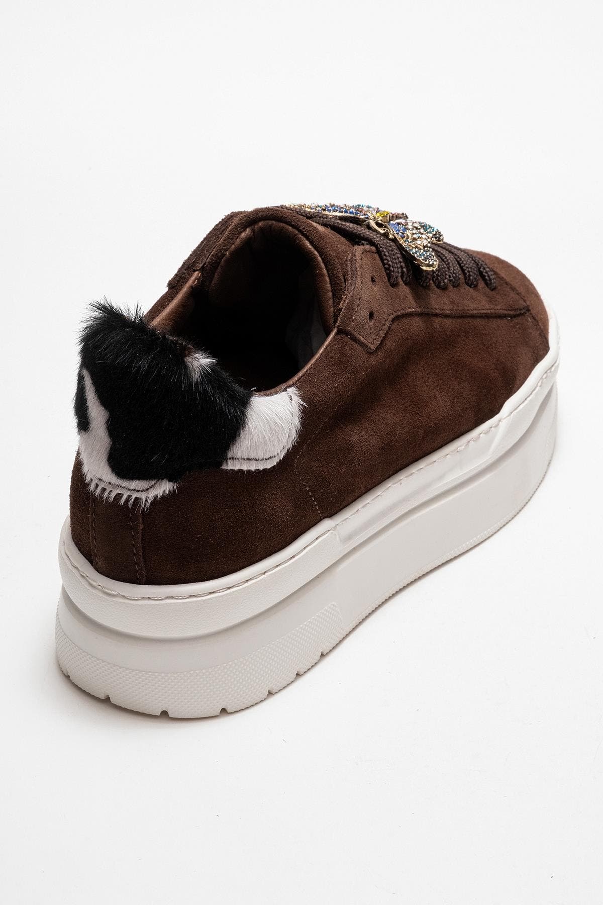Anda Leather Buckled Sneakers, Alternate, color, Brown Suede Leather