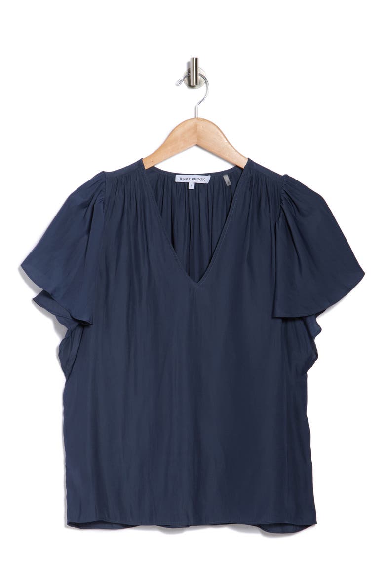 Bronta V-Neck Top, Alternate, color, NAVY