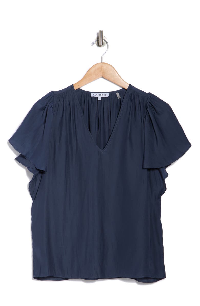 Ramy Brook Bronta V-Neck Top, Main, color, Navy