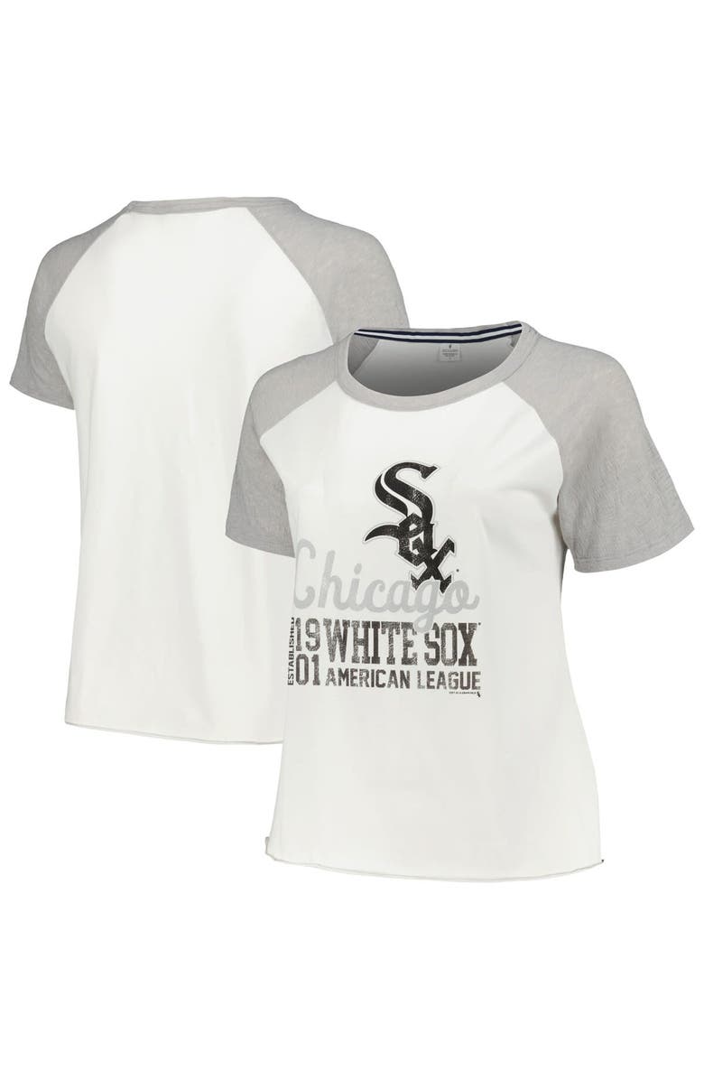SOFT AS A GRAPE Women's Soft as a Grape White Chicago White Sox Plus Size Baseball Raglan T-Shirt, Main, color, White