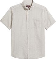 Johnston & Murphy Hampton Geo Print Short Sleeve Stretch Cotton Button-Down Shirt