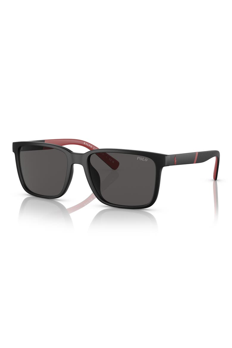 PH4189U 55mm Rectangular Sunglasses, Alternate, color, MATTE BLACK / DARK GREY