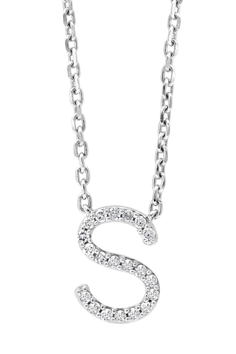 Sterling Silver Diamond 'S' Initial Pendant Necklace, Alternate, color, SILVER