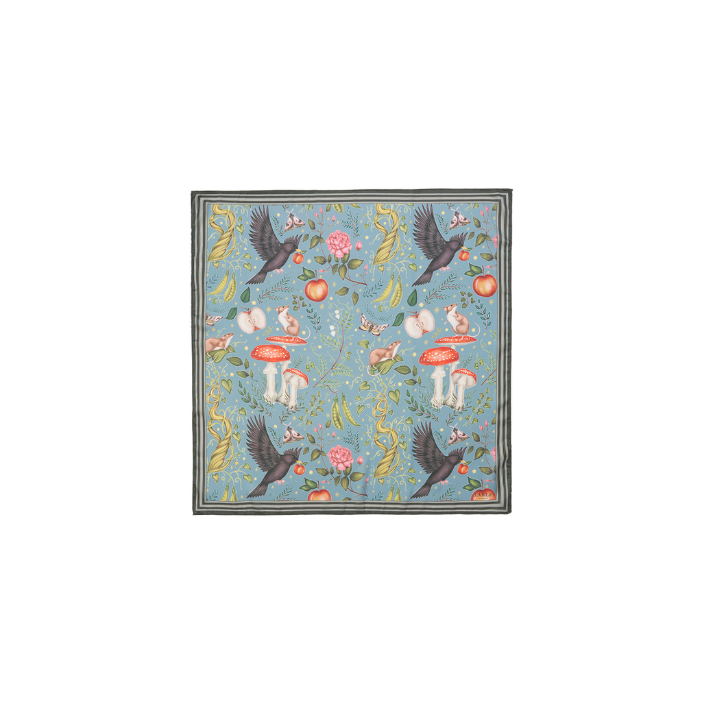 Fable England Catherine Rowe's Into The Woods Square Scarf Teal In Blue