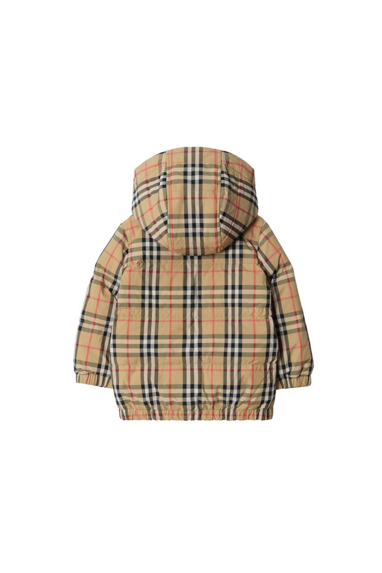 Check Nylon Puffer Coat, Alternate, color, Sand beige