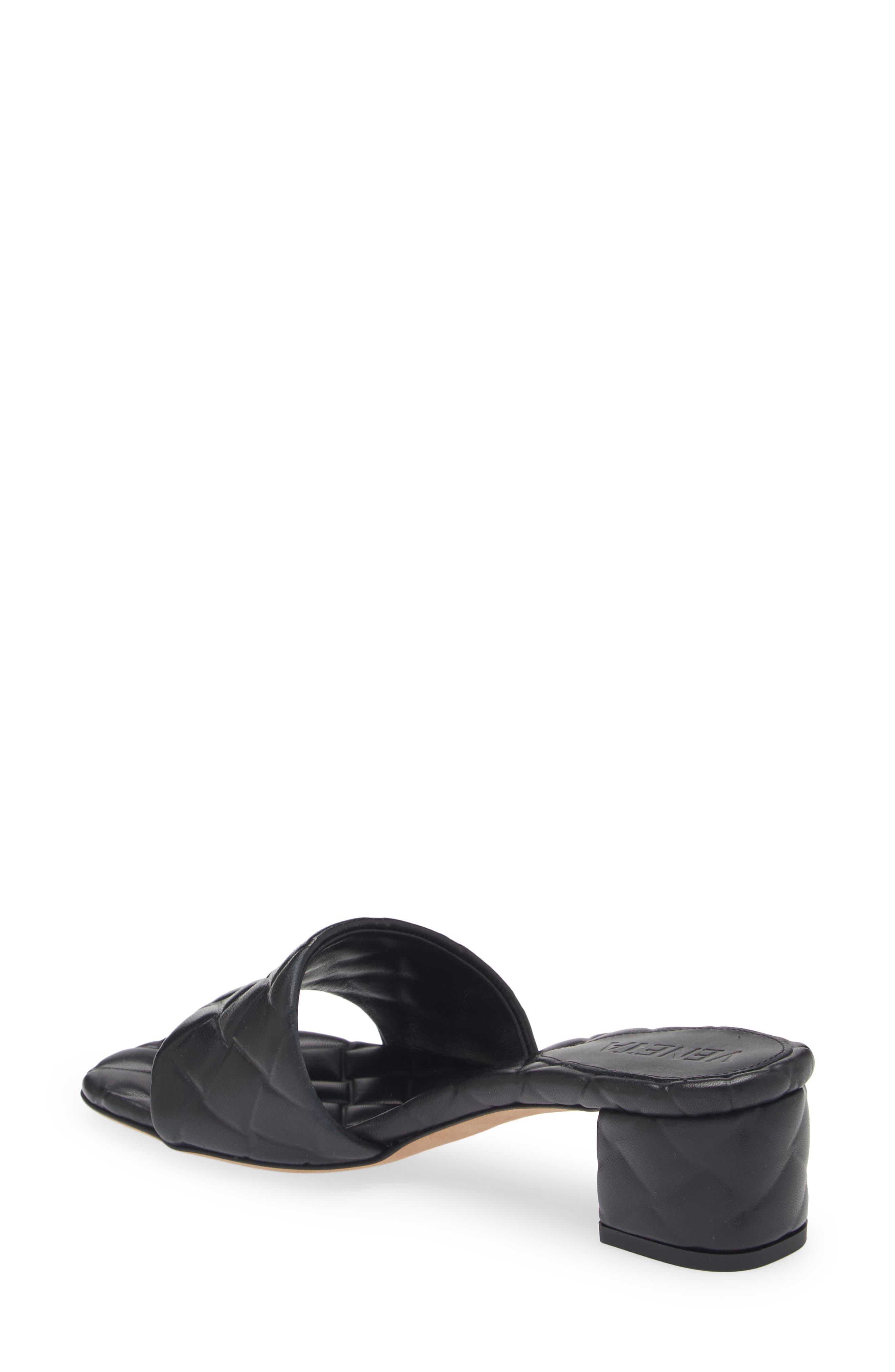 Intrecciato Embossed Slide Sandal, Alternate, color, BLACK