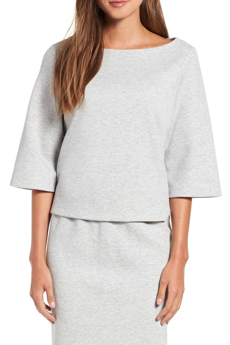 Cotton Blend Boat Neck Top, Main, color, GREY HEATHER