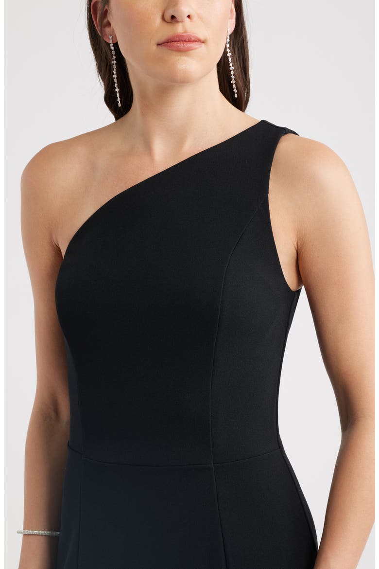 One-Shoulder Maxi Cocktail Dress, Alternate, color, BLACK