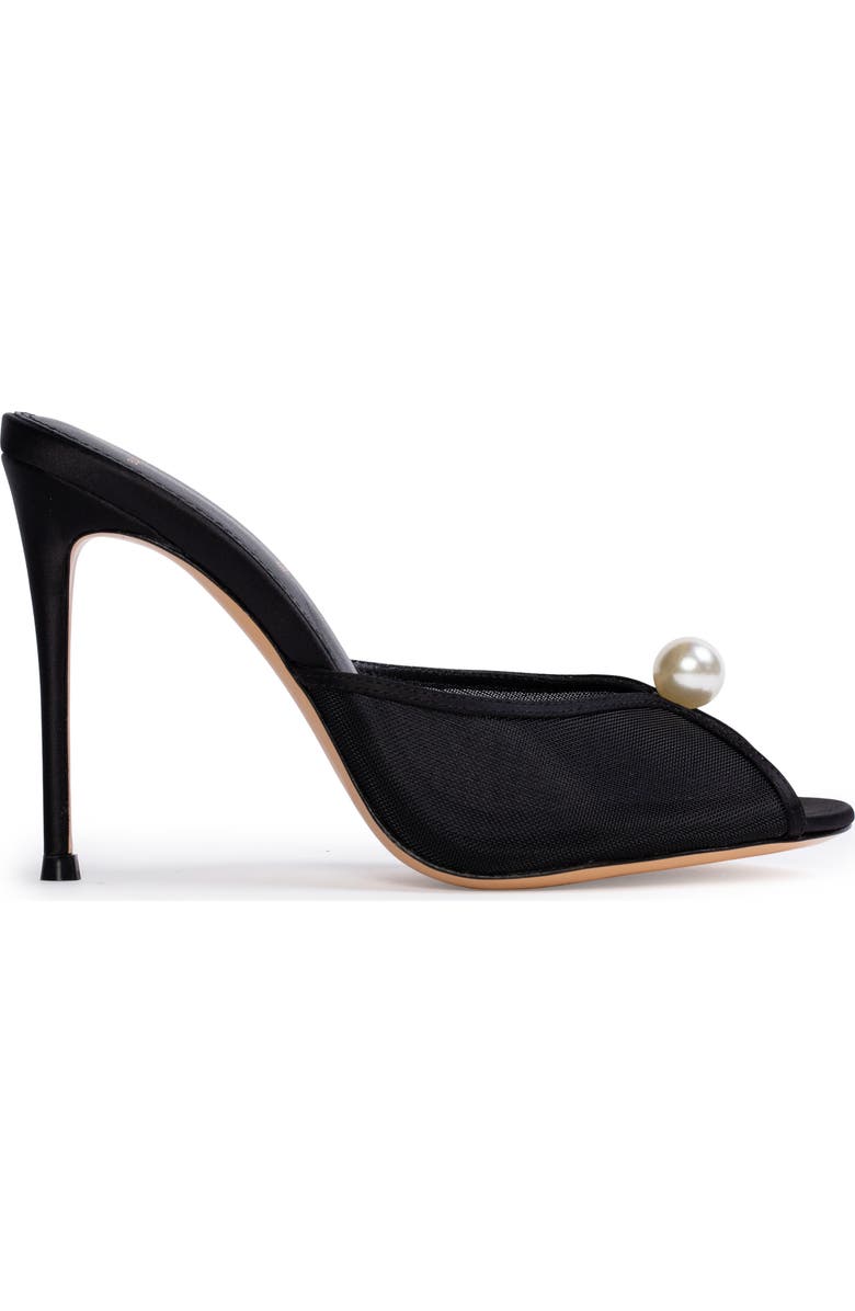 BLACK SUEDE STUDIO Sadie Peep Toe Slide Sandal, Alternate, color, Black Mesh