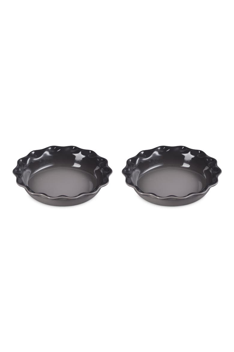 Set of 2 9-Inch Heritage Stoneware Pie Dishes, Main, color, OYSTER