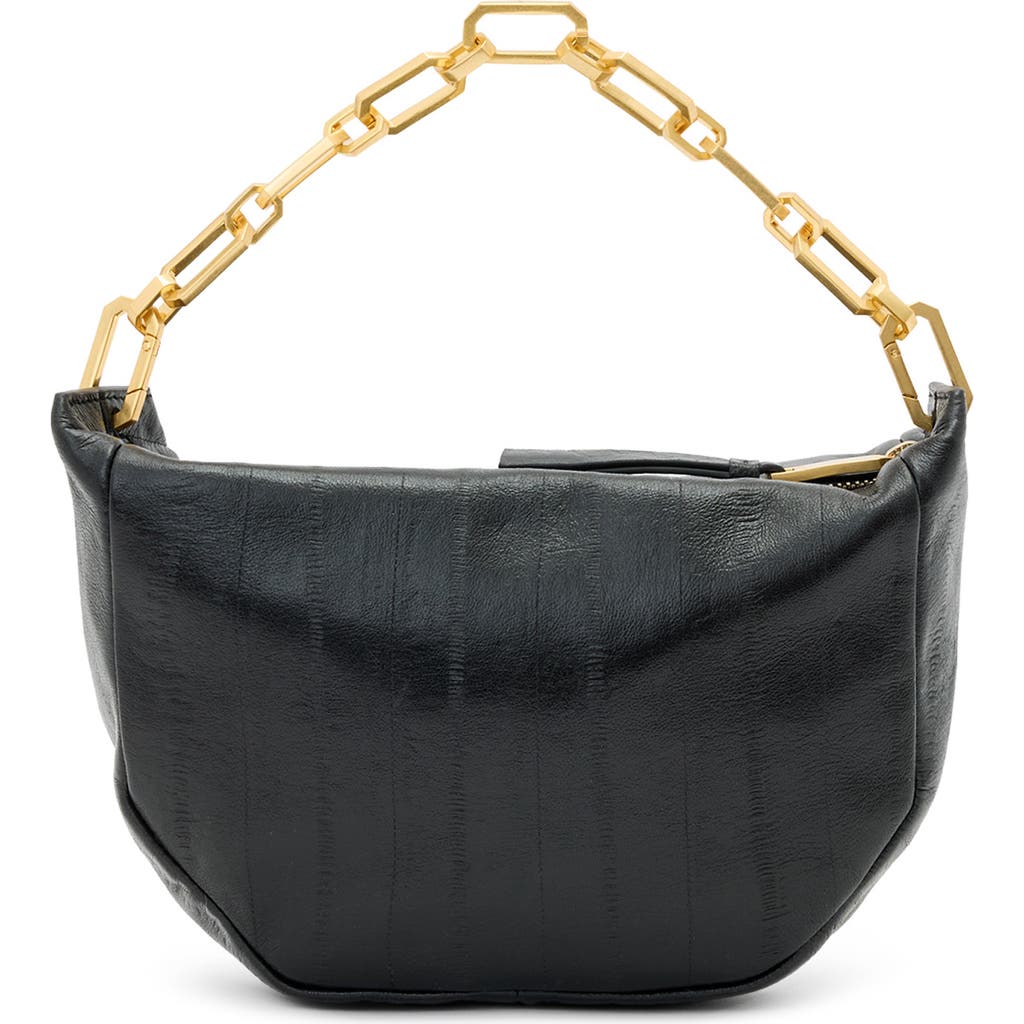 Allsaints Madea Mini Eelskin-embossed Leather Clutch Bag In Black