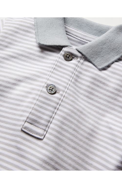 Petite Plume Stripe Polo Romper In Grey