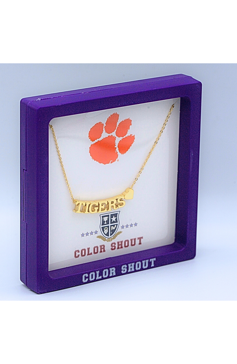 Color Shout Clemson University Gold Heart Necklace, Alternate, color, Yellow Gold