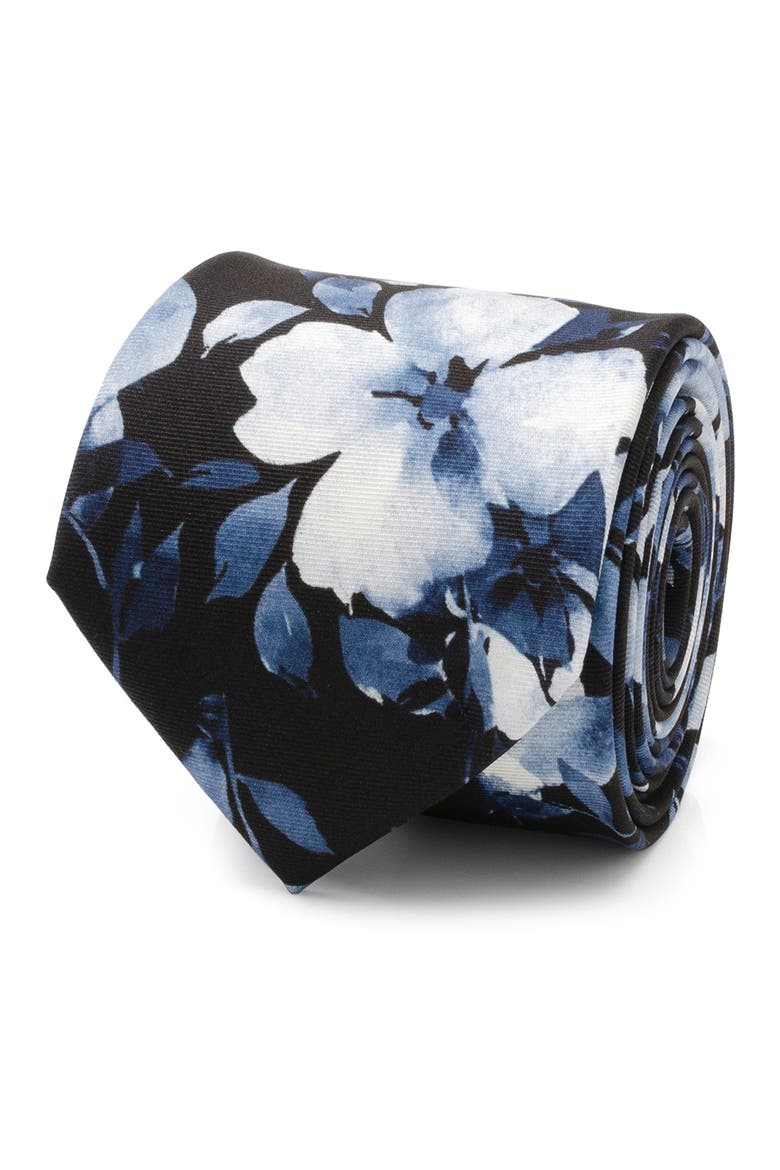Floral Silk Tie & Pocket Square, Alternate, color, BLUE
