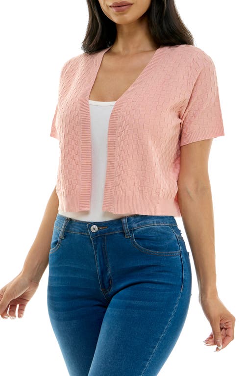 Nina Leonard Box Knit Bolero In Blush