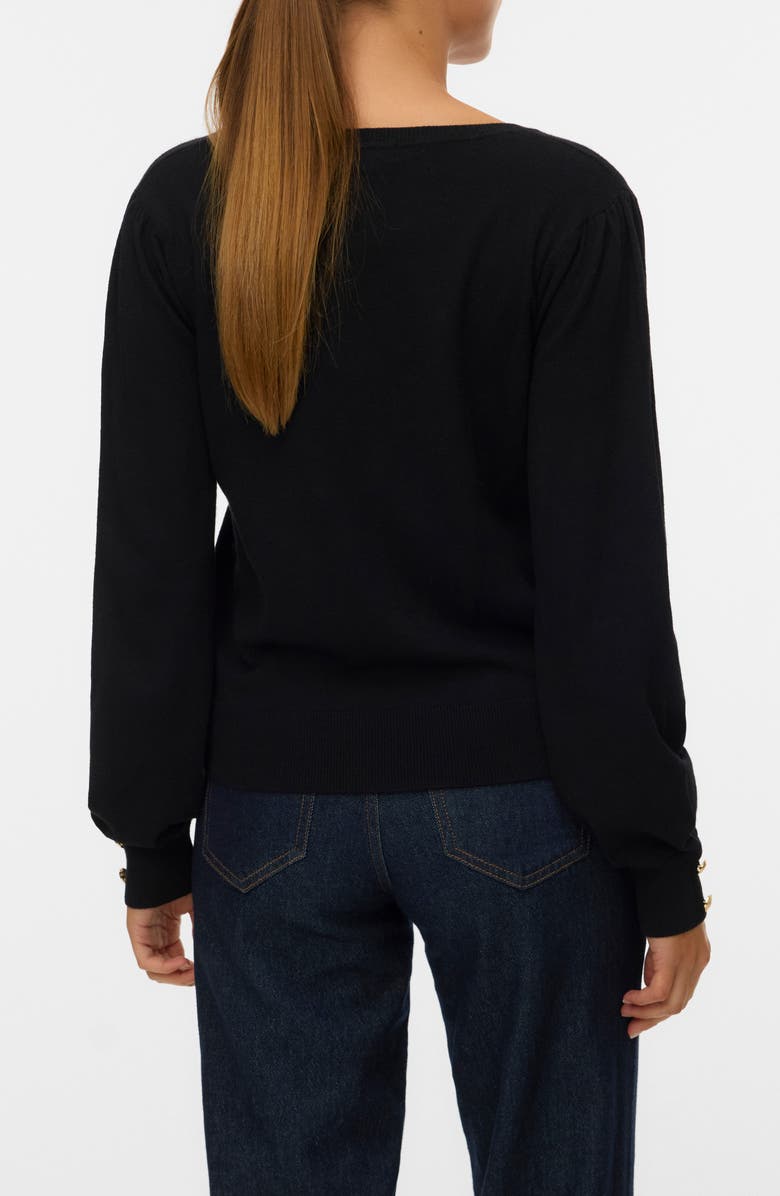 VERO MODA Hollykaris Long Sleeve V-Neck Pullover Sweater, Alternate, color, Black/ Gold