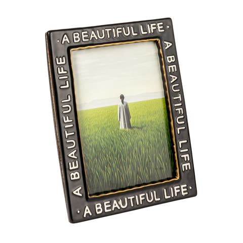 Stoneware Photo Frame "A Beautiful Life", Black