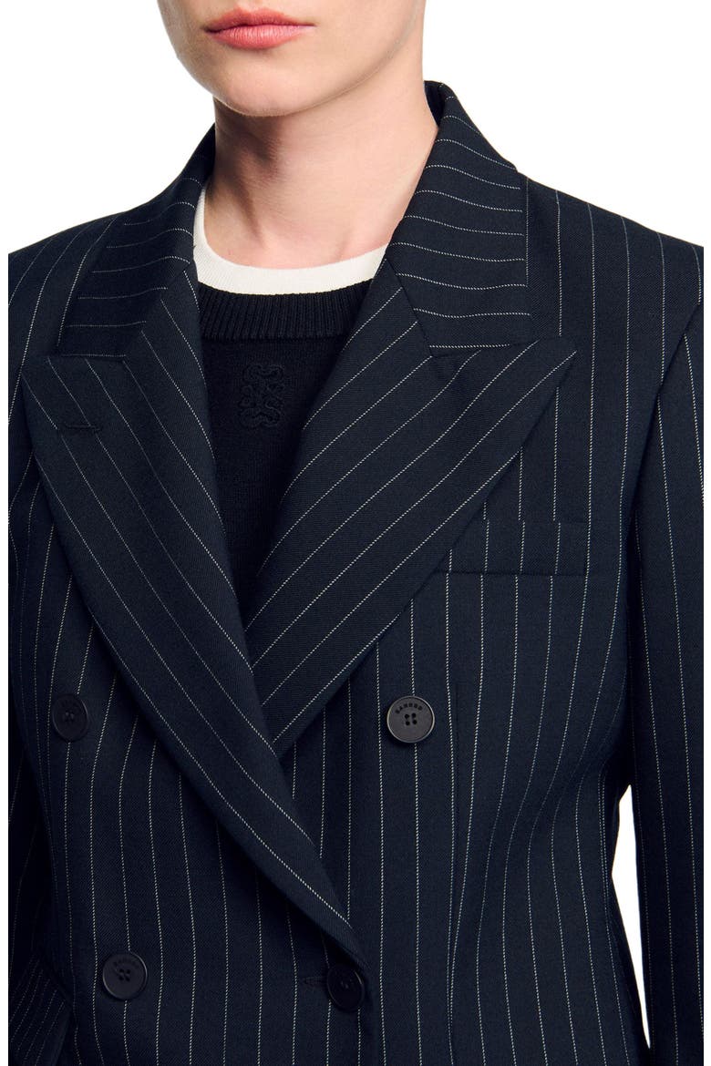 Striped suit jacket, Alternate, color, Black