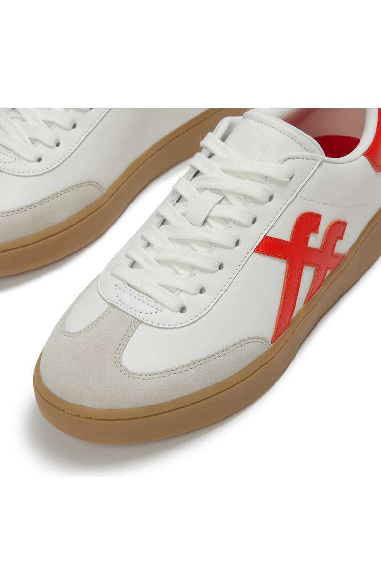 FitFlop The Dash T Toe Suede Sneakers, Alternate, color, Urban White/Cherry Tomato