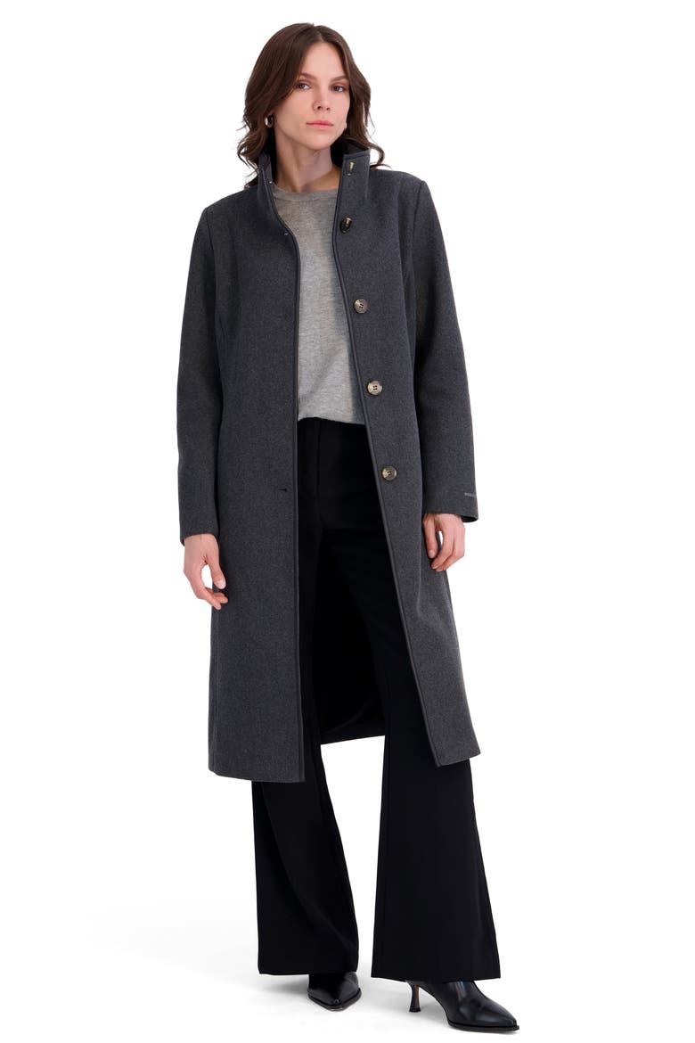 Payton Belted Stand Collar Coat, Alternate, color, CHARCOAL
