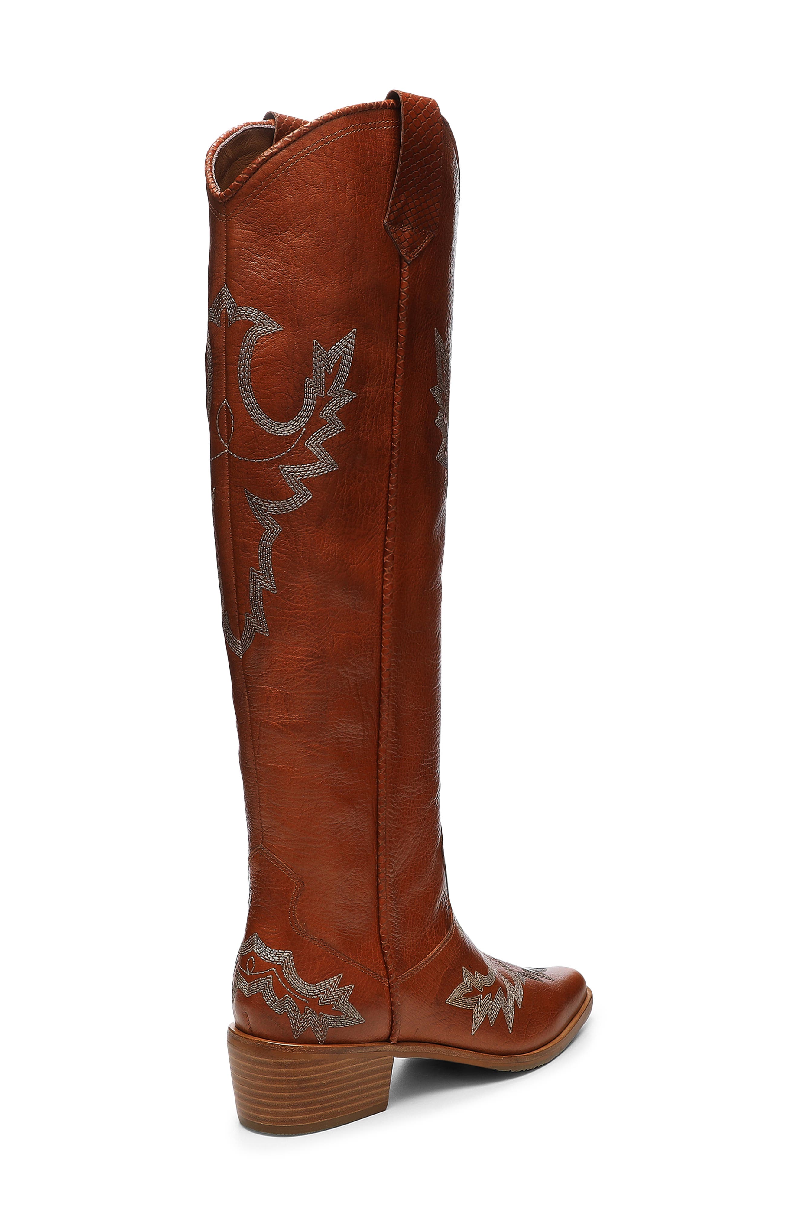 Donald Pliner Marina Over the Knee Western Boot, Alternate, color, Cognac